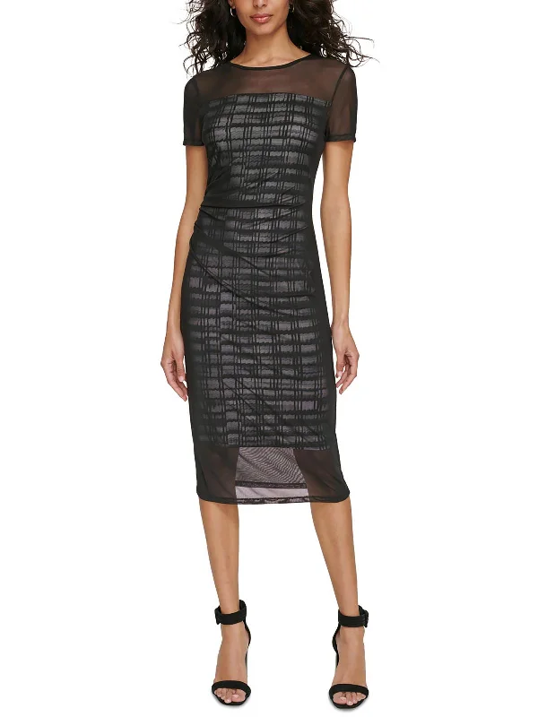 Womens Sheer Polyester Sheath Dress