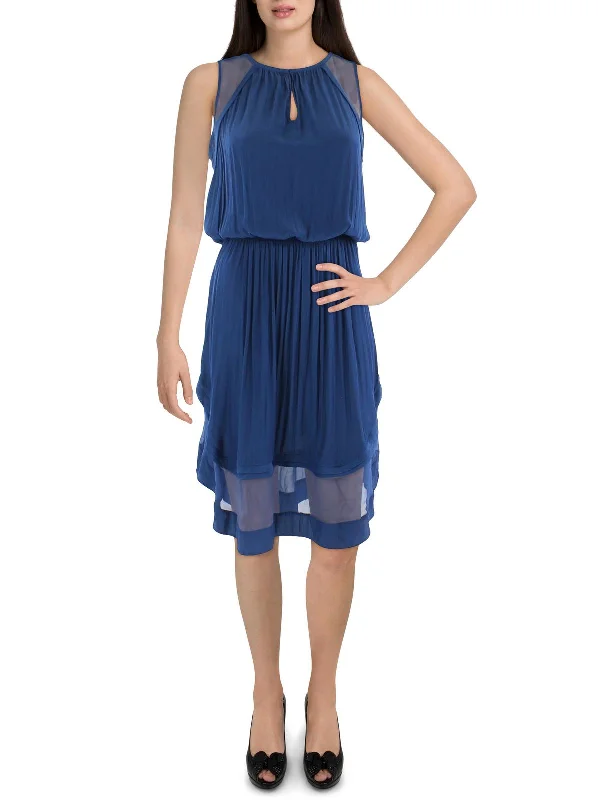 Womens Silk Hi Low Sheath Dress