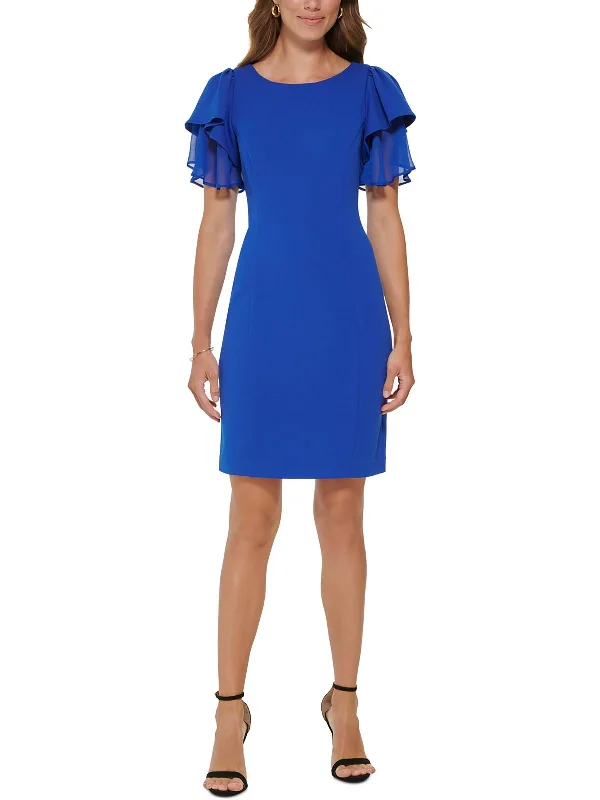 Womens Solid Polyester Sheath Dress