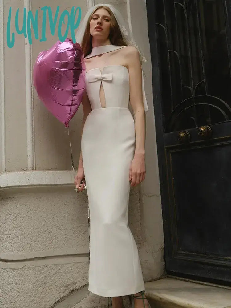 Lunivop ew Sexy Women Maxi Long Bodycon Bandage Dress Strapless Bow Choker Design Vestidos Elegantes Para Mujer Evening Party Dresses Lunivop ew Sexy Women Maxi Long Bodycon Bandage Dress Strapless Bow Choker Design Vestidos Elegantes Para Mujer Evening Party Dresses