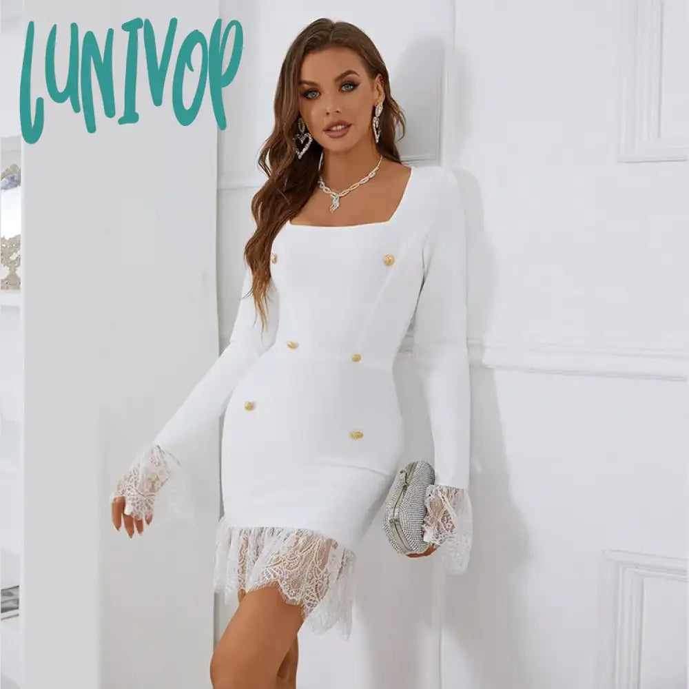 Lunivop New Bodycon Bandage Dress Women Sexy Lace Long Sleeve Vestido Feminino Ropa Robe Club Party Evening Elegant Vintage Dresses Lunivop New Bodycon Bandage Dress Women Sexy Lace Long Sleeve Vestido Feminino Ropa Robe Club Party Evening Elegant Vintage Dresses