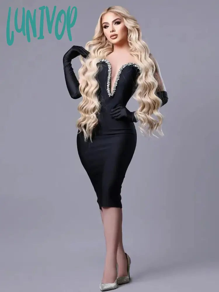 Lunivop New Fashion Sexy Bodycon Strapless Diamond Design Midi Bandage Dress Wedding Birthday Evening Cocktail Party Dresses Vestidos Lunivop New Fashion Sexy Bodycon Strapless Diamond Design Midi Bandage Dress Wedding Birthday Evening Cocktail Party Dresses Vestidos
