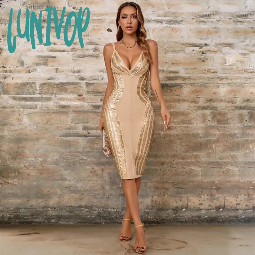 Lunivop New Sexy Glitter Sleeveless V-Neck Bodycon Bandage Dress Wedding Birthday Evening Club Party Vestidos De Fiesta Summer Clothes Lunivop New Sexy Glitter Sleeveless V-Neck Bodycon Bandage Dress Wedding Birthday Evening Club Party Vestidos De Fiesta Summer Clothes