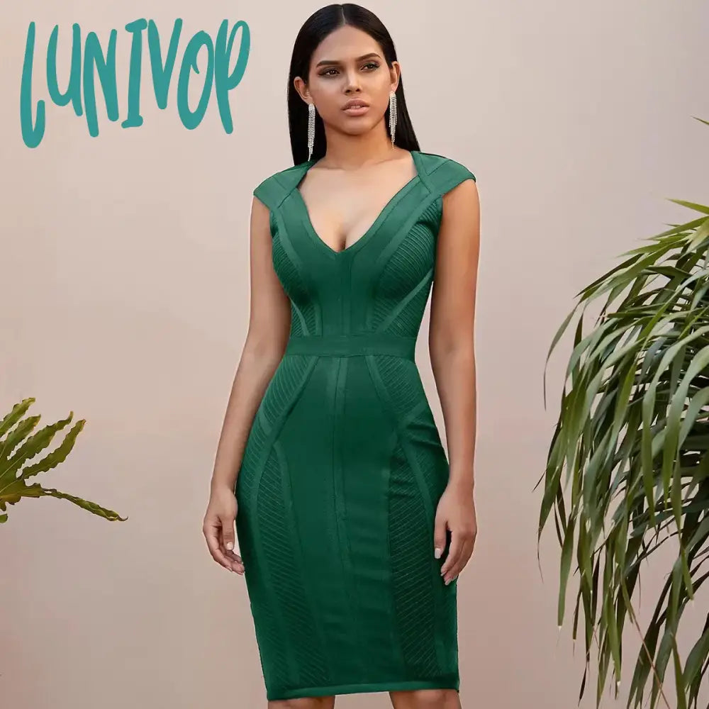 Lunivop New Summer Sexy Green V Neck Bandage Dress Bodycon Robe Soiree Femme Evening Club Party Vestidos De Fiesta Women Dresses Lunivop New Summer Sexy Green V Neck Bandage Dress Bodycon Robe Soiree Femme Evening Club Party Vestidos De Fiesta Women Dresses