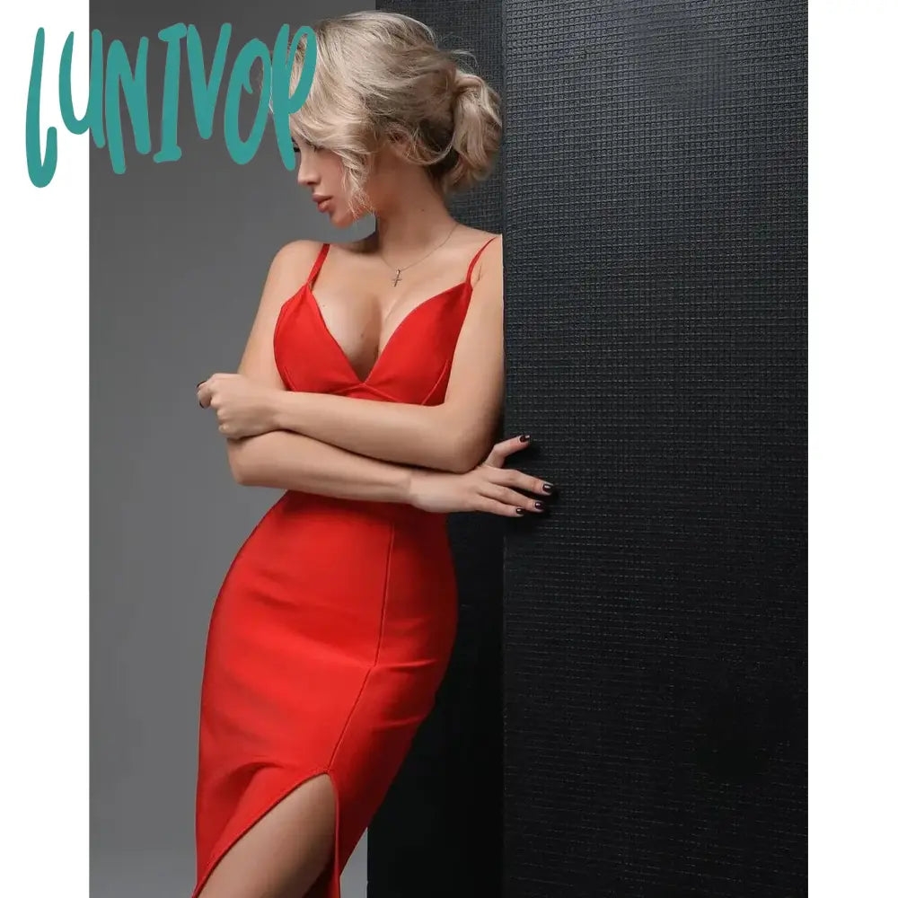 Lunivop New Women Summer Sexy Bodycon Bandage Dress V Neck Spaghetti Strap Vestido Feminino Robe Evening Club Party Long Clothing Lunivop New Women Summer Sexy Bodycon Bandage Dress V Neck Spaghetti Strap Vestido Feminino Robe Evening Club Party Long Clothing