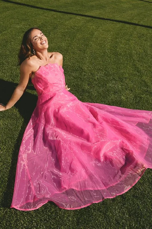 Strapless Hot Pink Long Prom Dress Evening Gown  gh2970