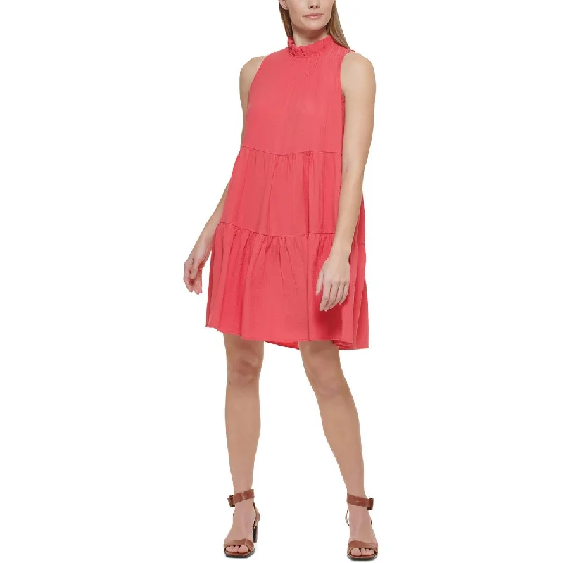 Calvin Klein Womens Ruffled Mini Fit & Flare Dress