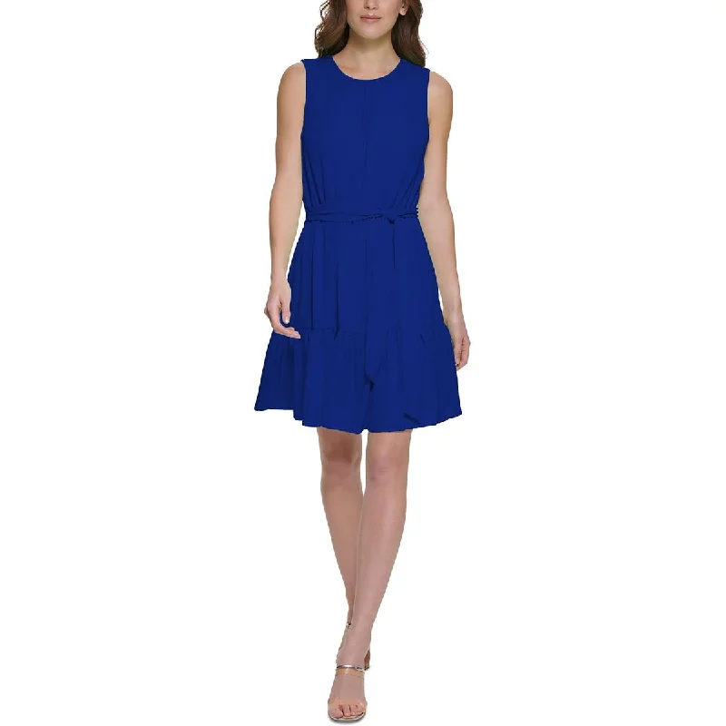 DKNY Womens Tiered Above Knee Fit & Flare Dress