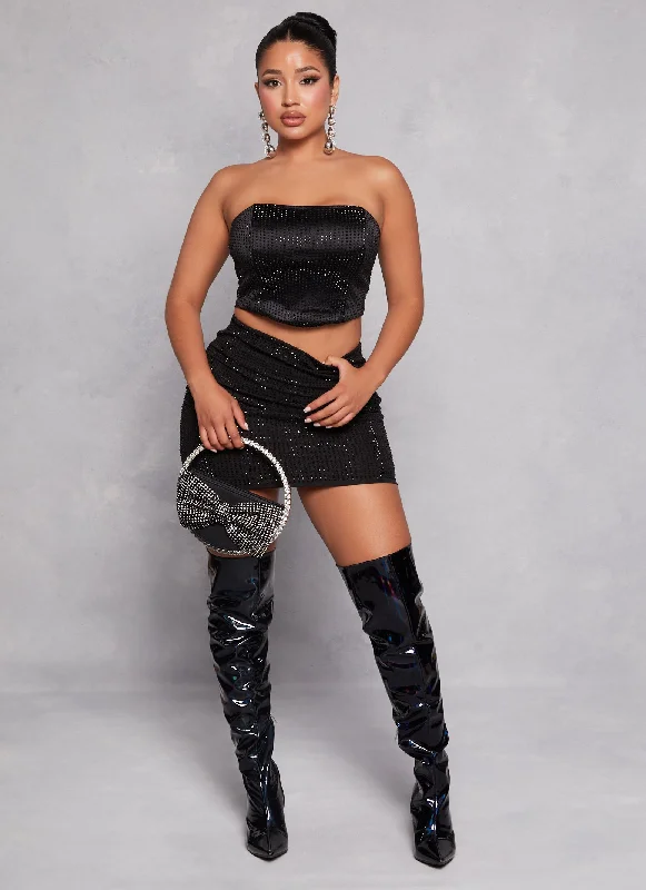 Iris Rhinestone Mini Skirt